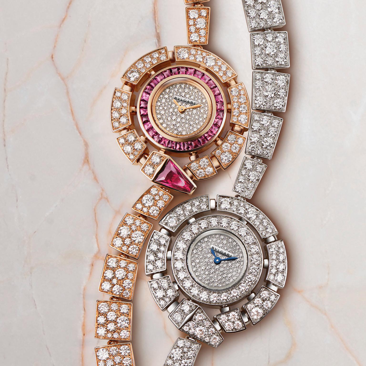 Bulgari Serpenti Incantation pink and white gold watches