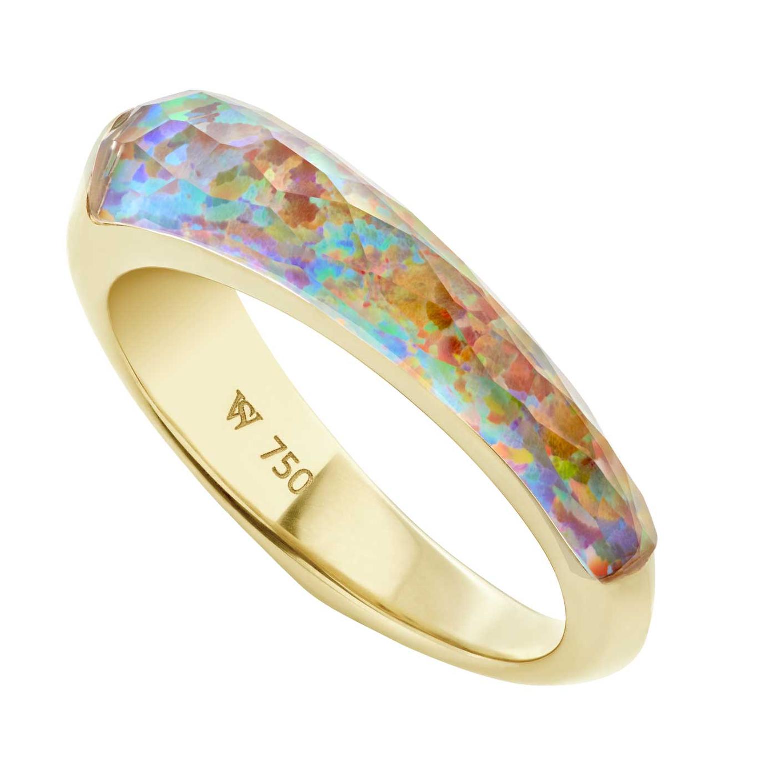 Stephen Webster CH2 Shard slimline stacking ring fire opal