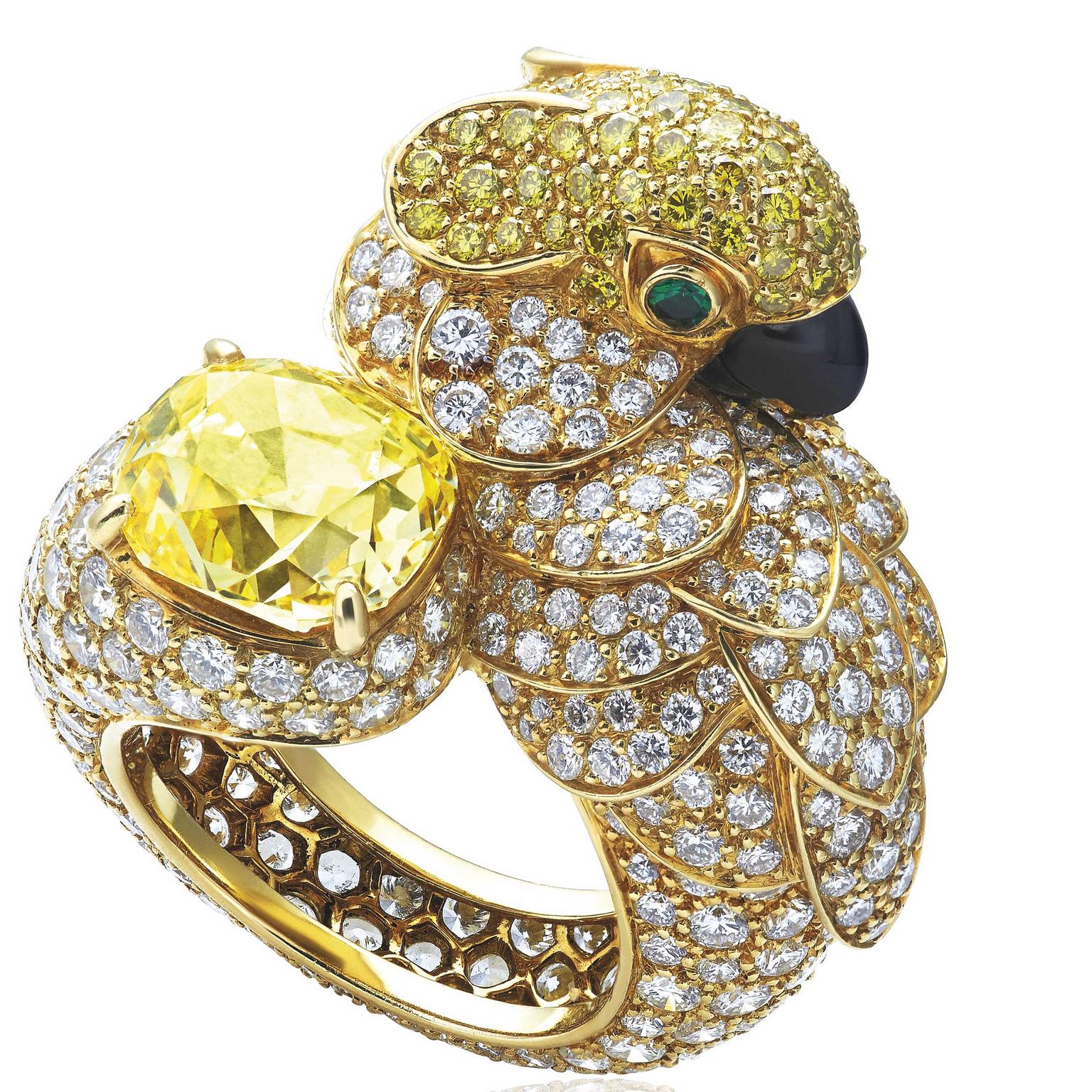 Cartier Les Oiseaux Libérés ring with yellow diamond