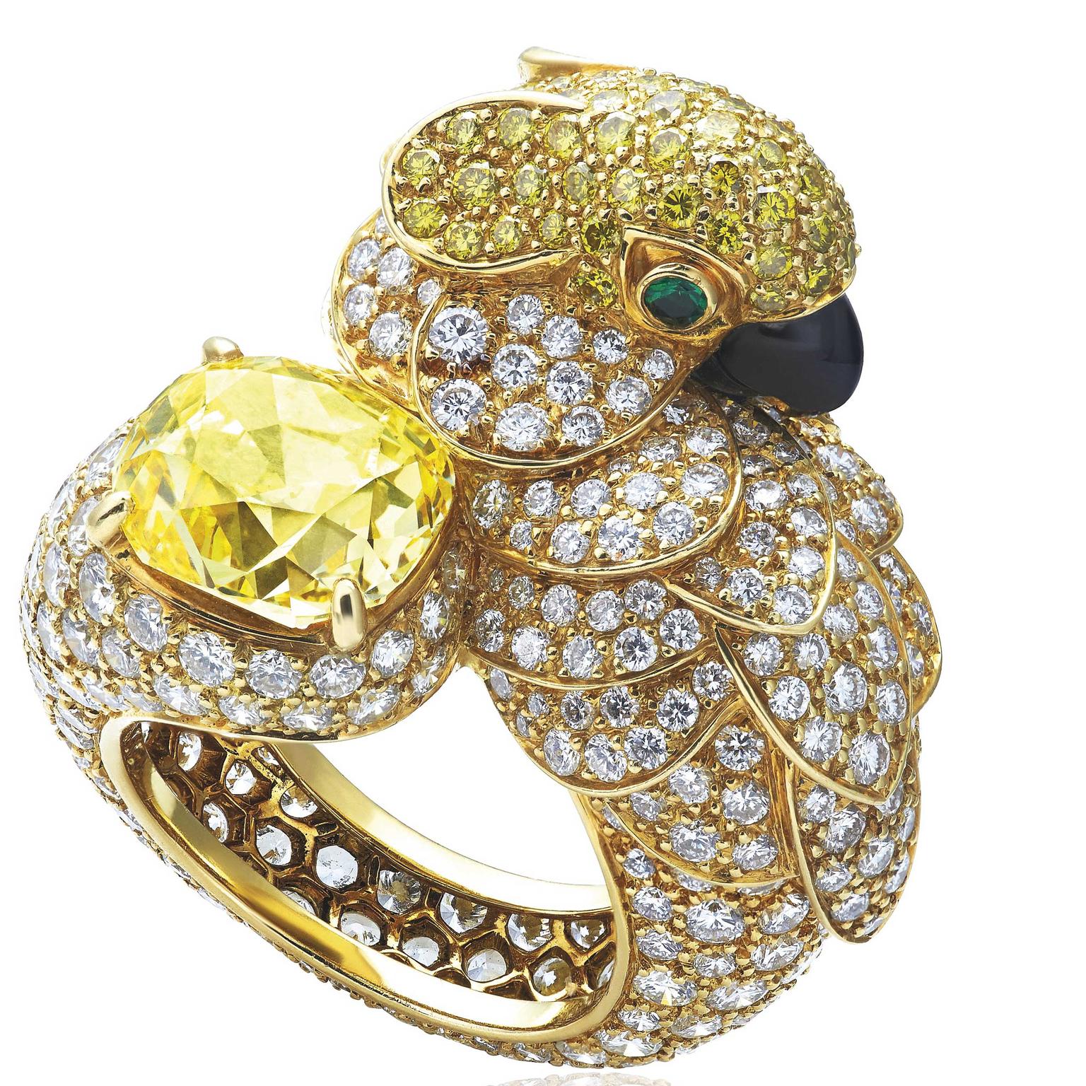 Cartier Les Oiseaux Lib r s ring with yellow diamond