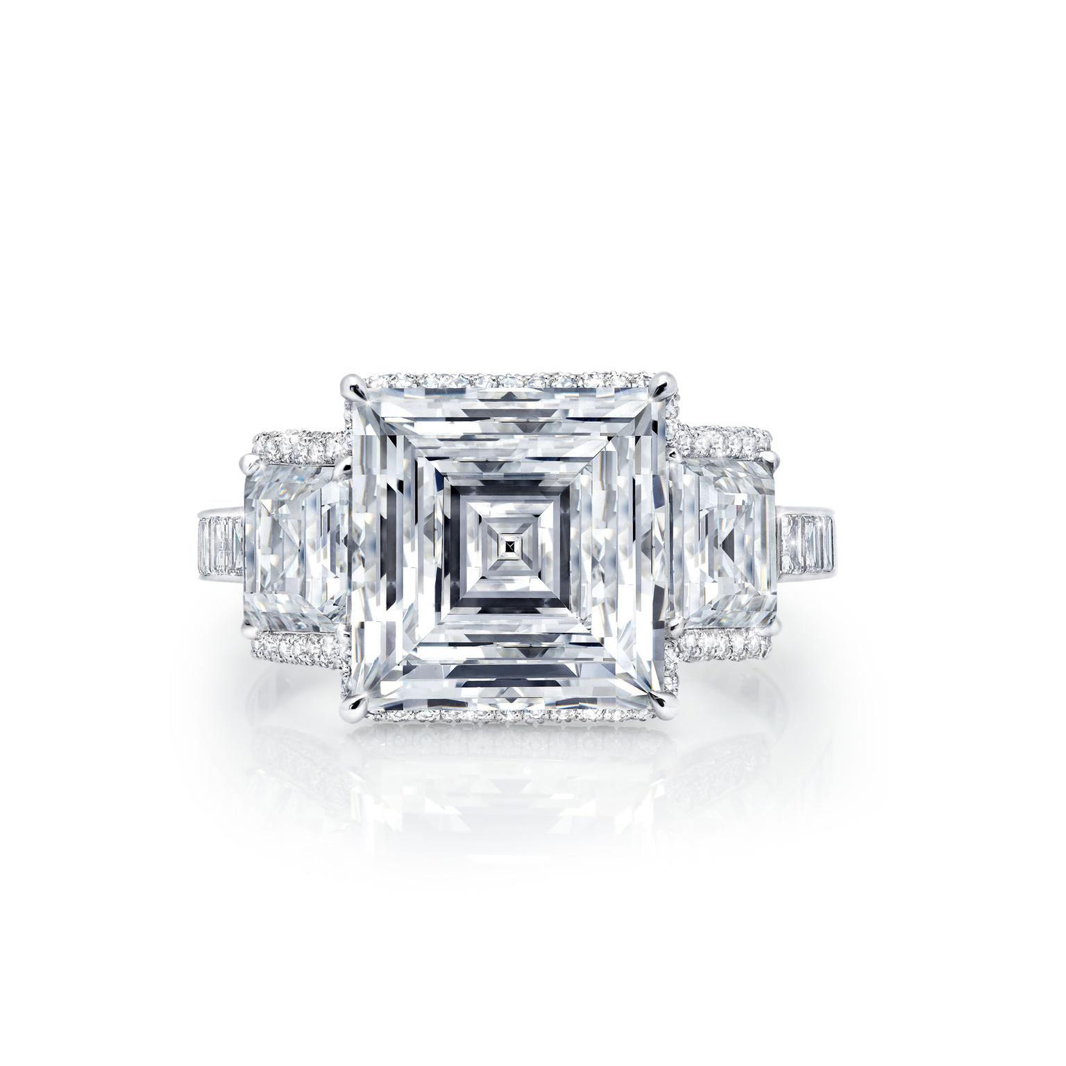Square carr cut diamond engagement ring Martin Katz The