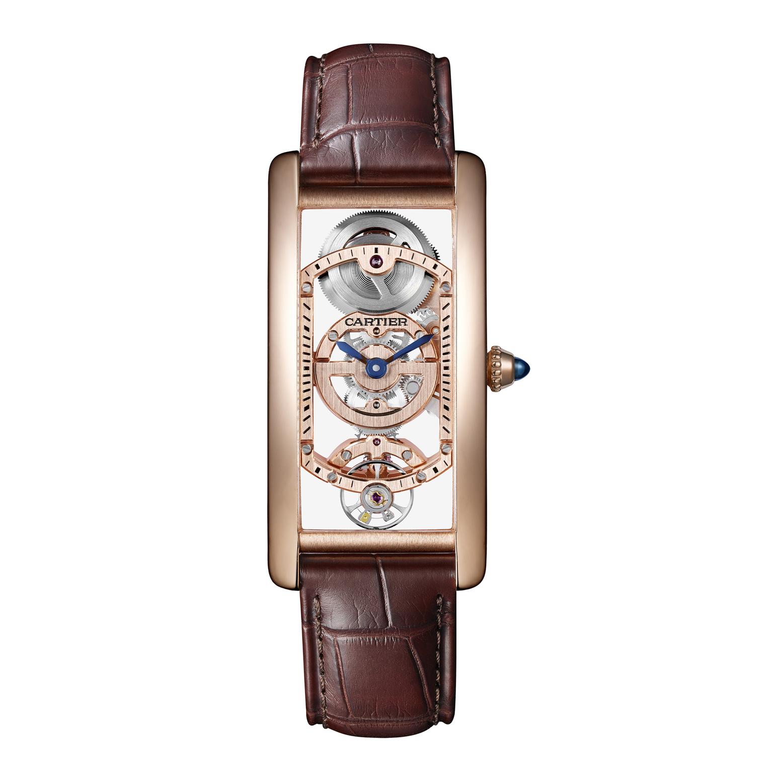 Cartier Tank Cintrée Skeleton pink gold watch 