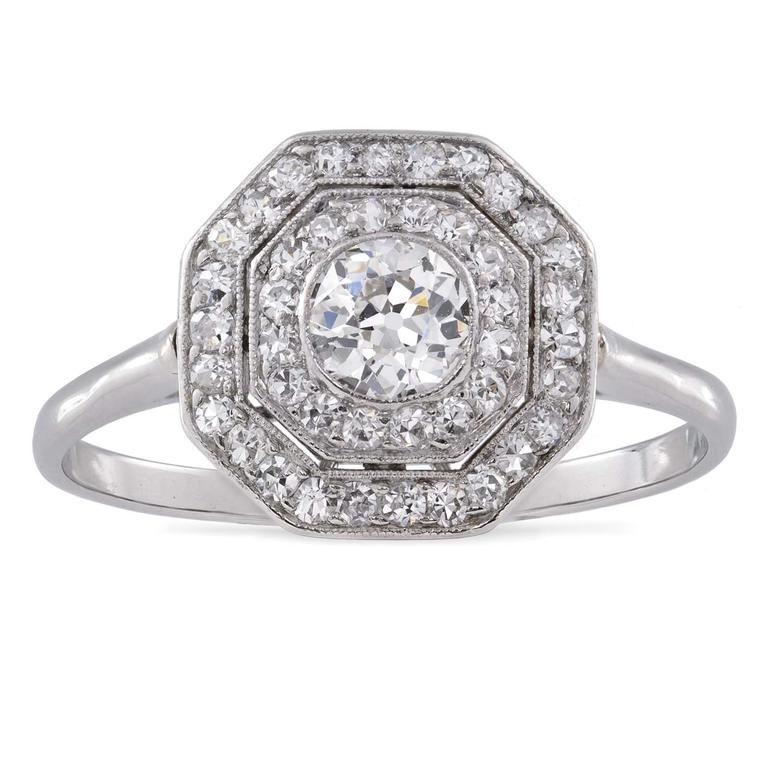 Art Deco diamond double cluster ring