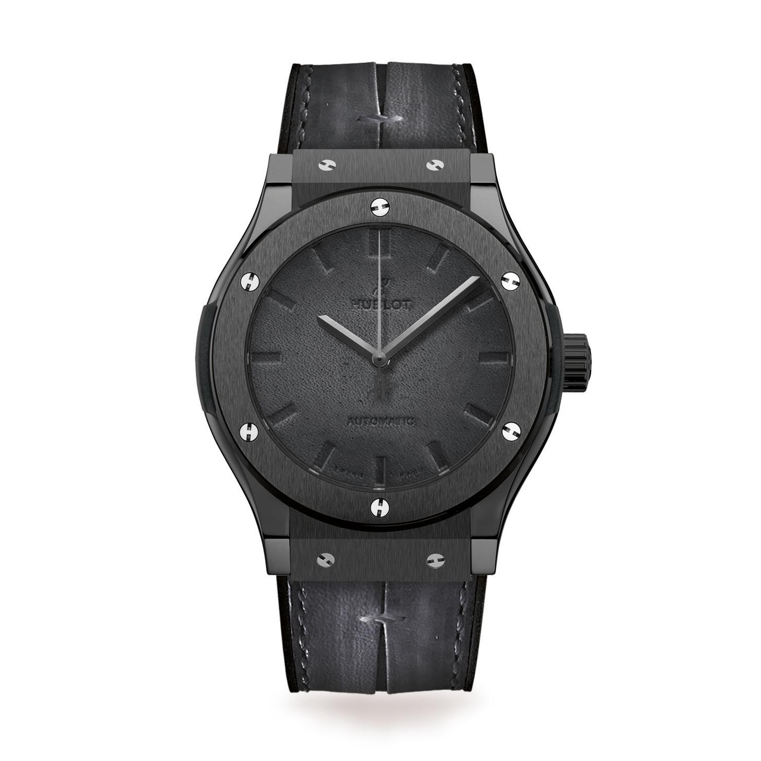 Hublot black leather strap shop