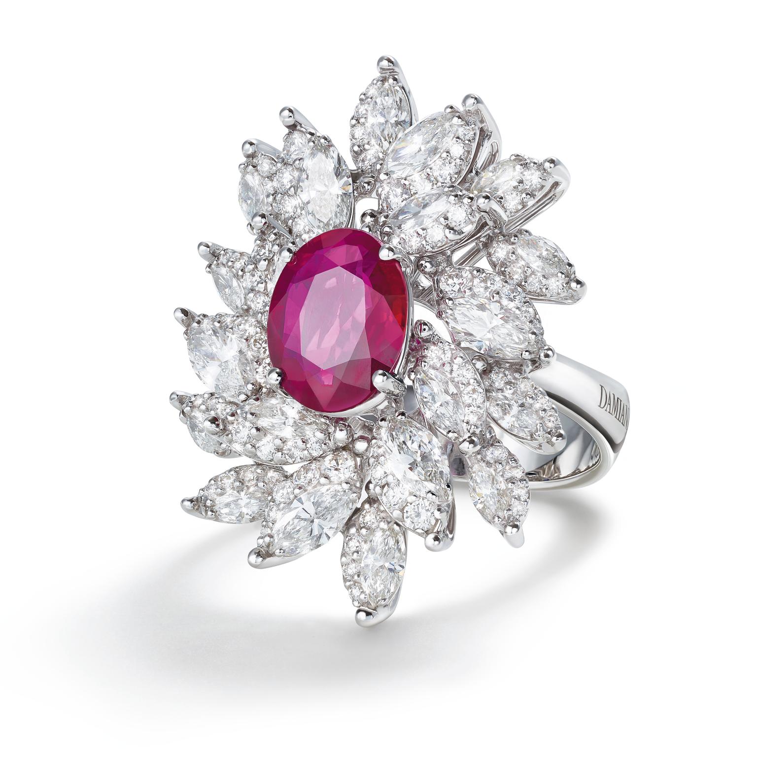 Damiani Emozioni collection ruby and diamond ring
