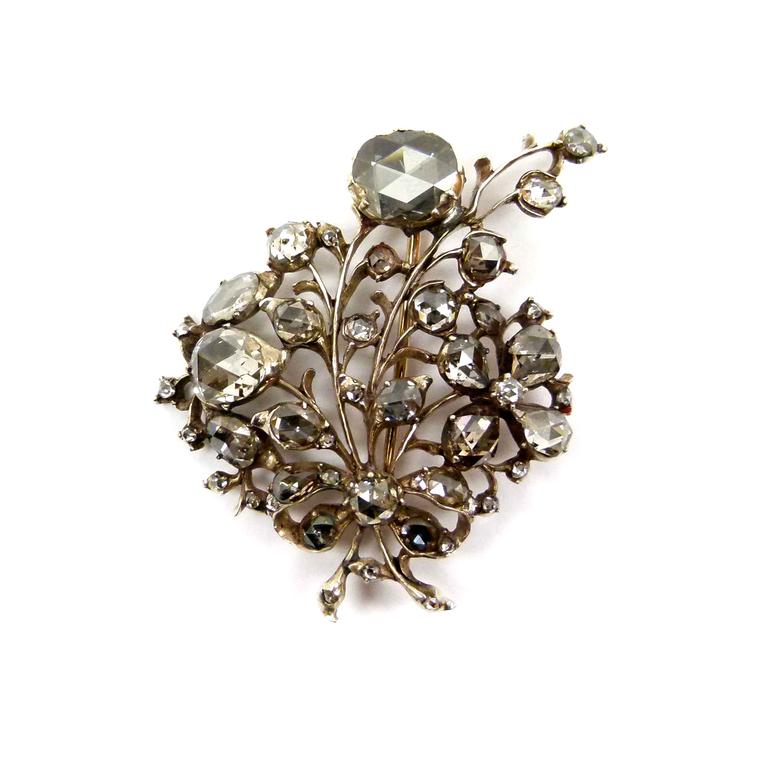 S.J. Phillips 18th century rose-cut diamond spray brooch