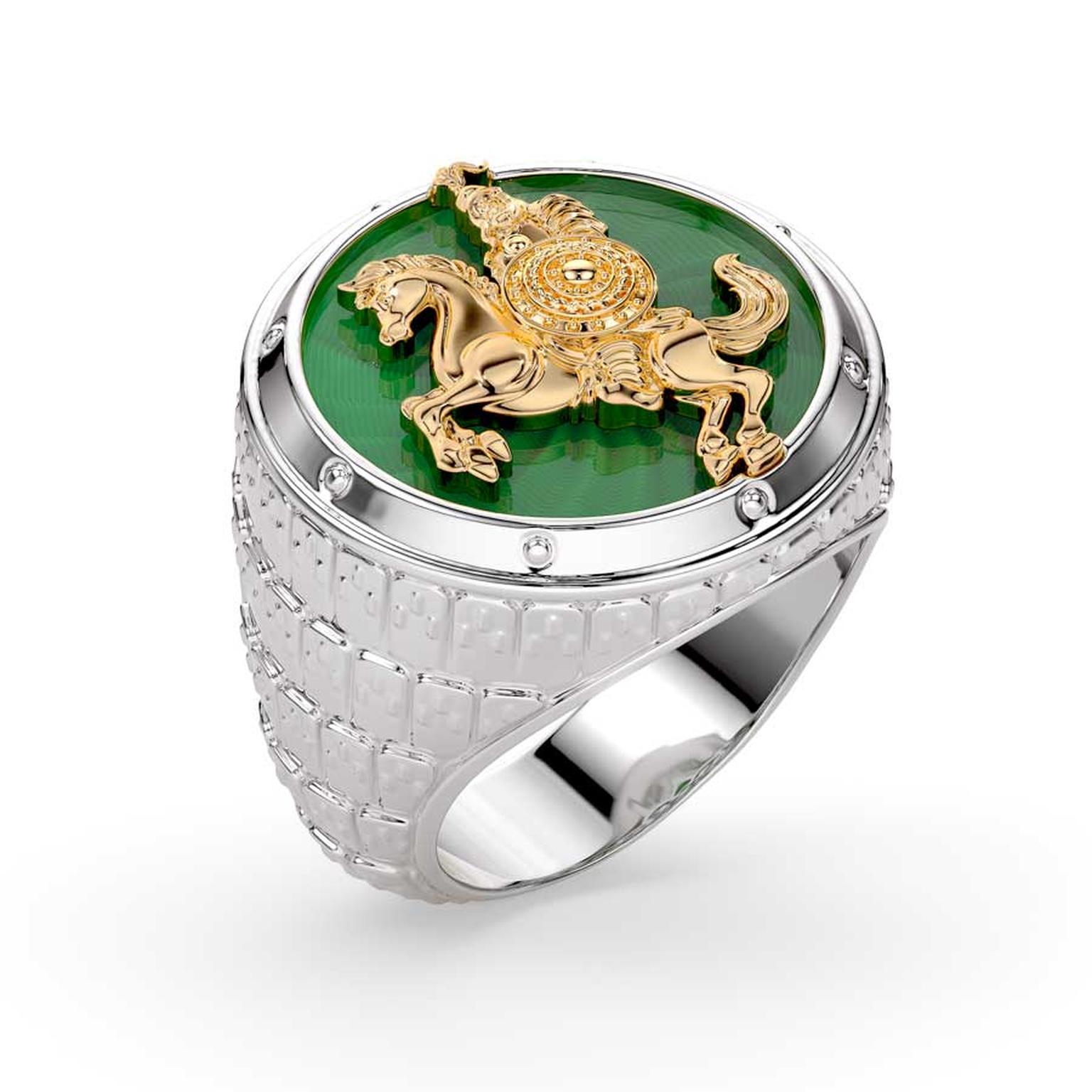 Alexandria Khan’s Dominion ring guilloche enamel