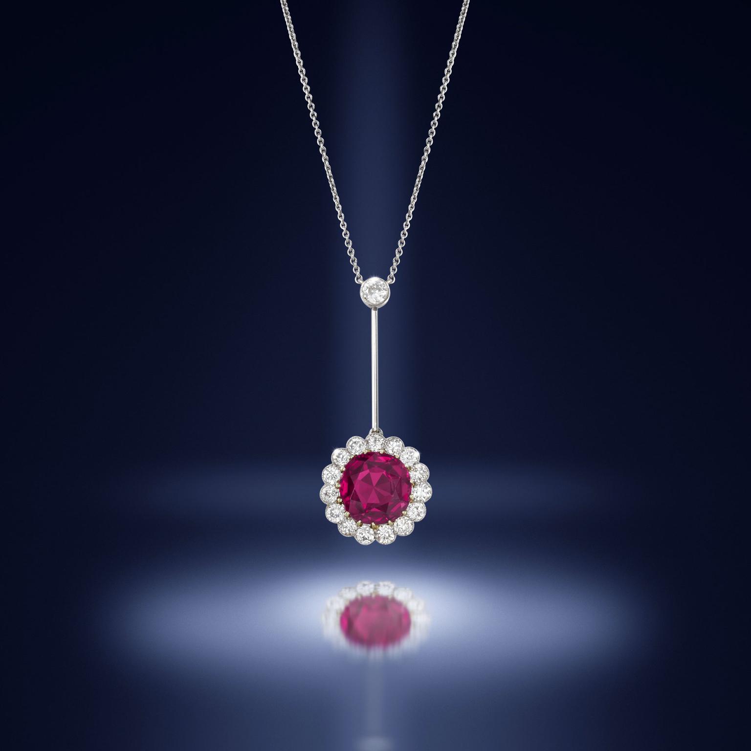 Belle Époque ruby diamond pendant