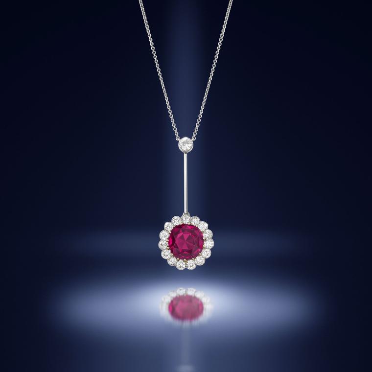 Belle Époque ruby diamond pendant