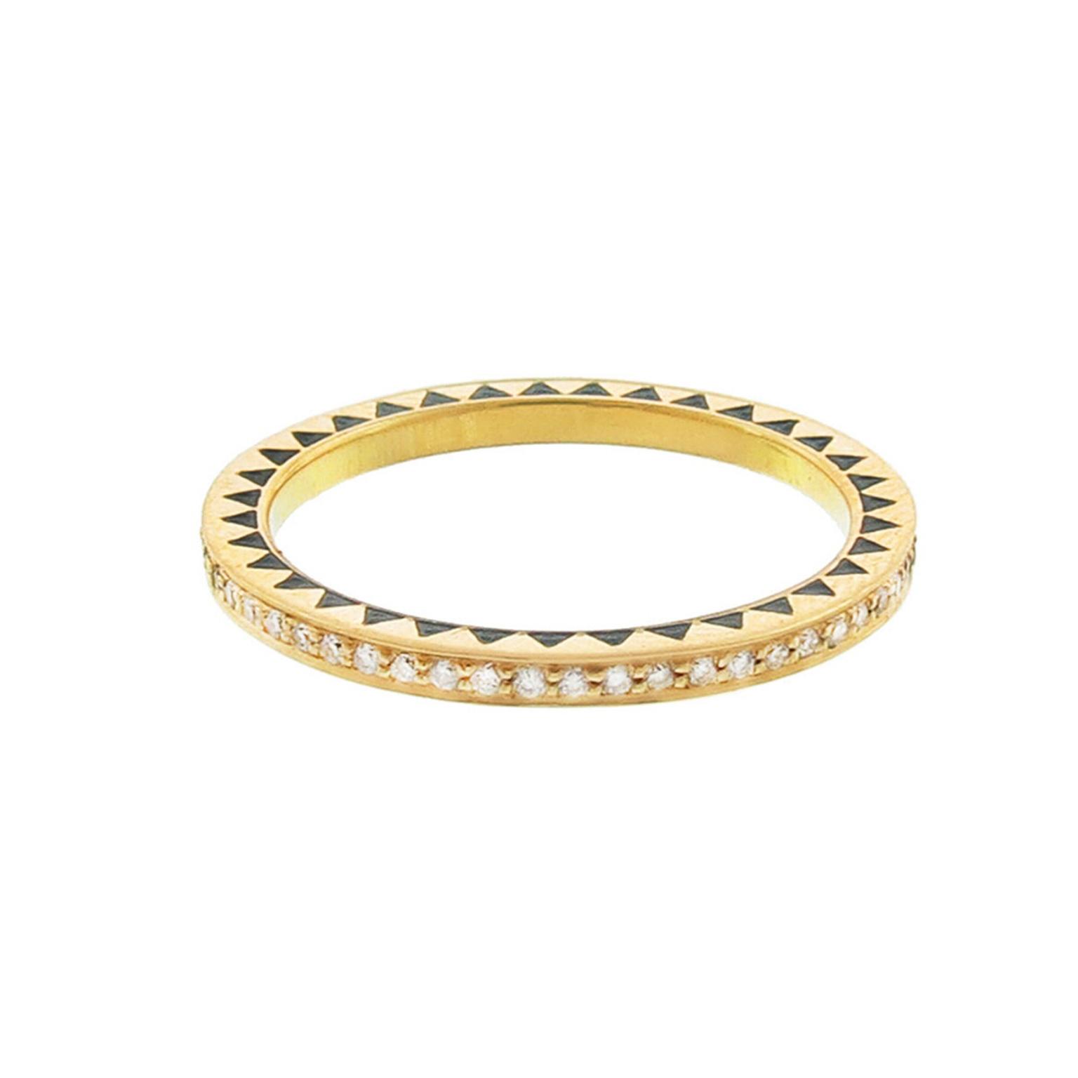 Foundrae diamond and Champlevé enamel eternity ring