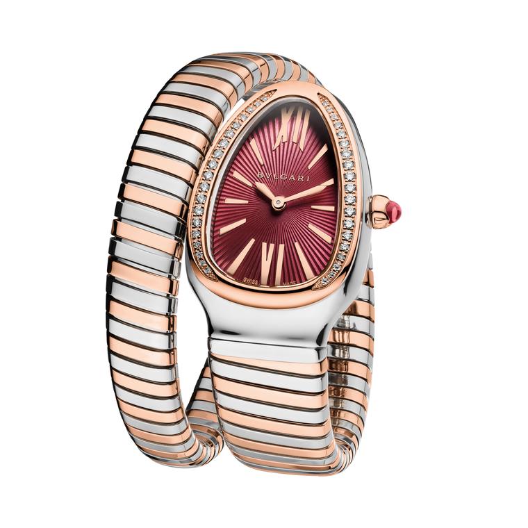 Serpenti Tubogas watch in steel and pink gold 
