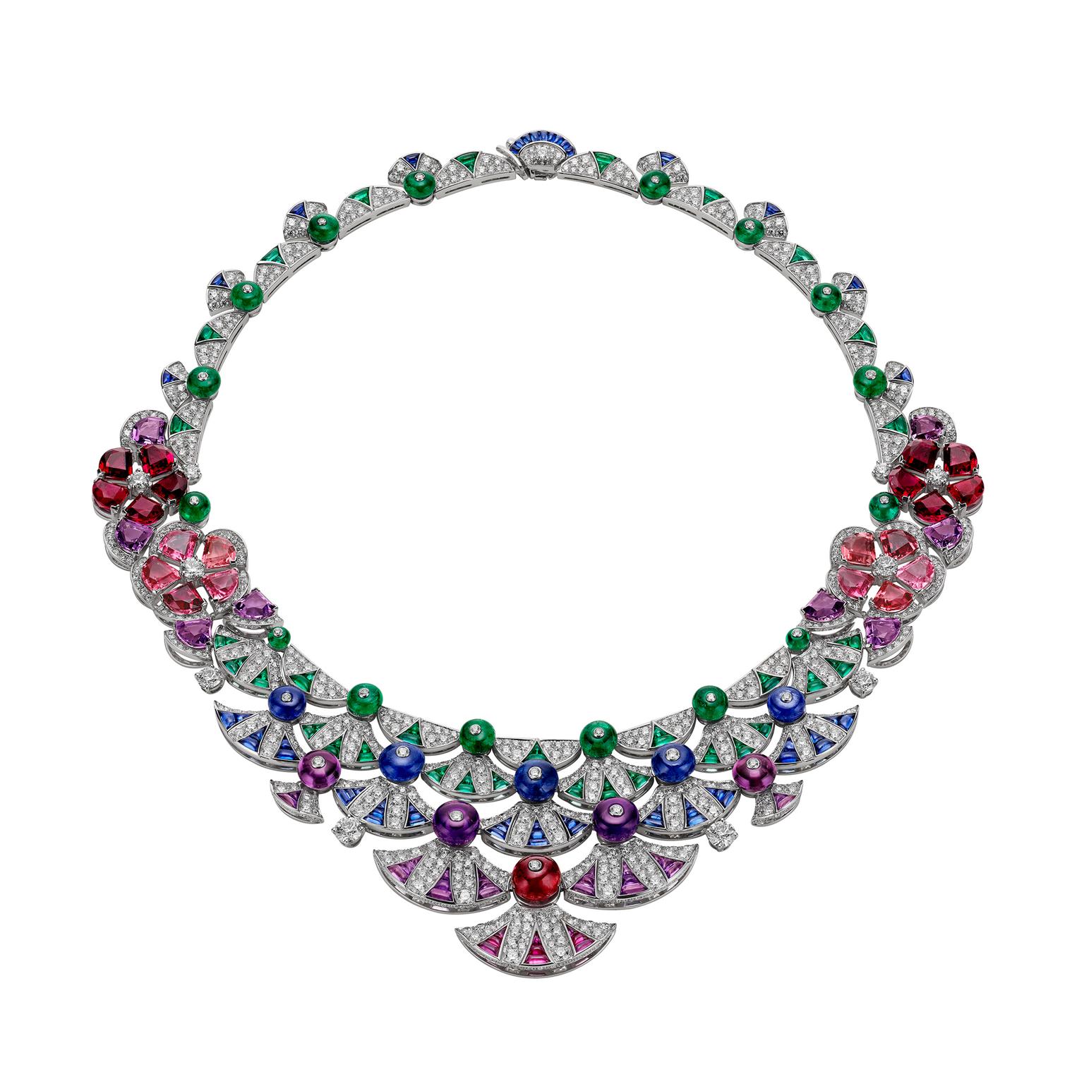 Bulgari Scalinata amethyst, emerald, rubellite and sapphire neckalce