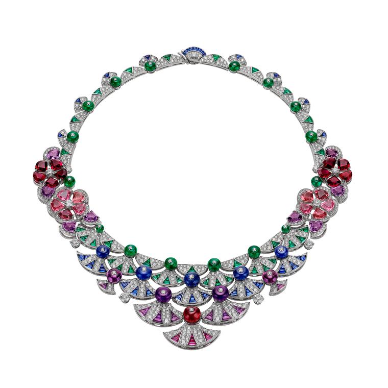 Scalinata amethyst, emerald, rubellite and sapphire neckalce