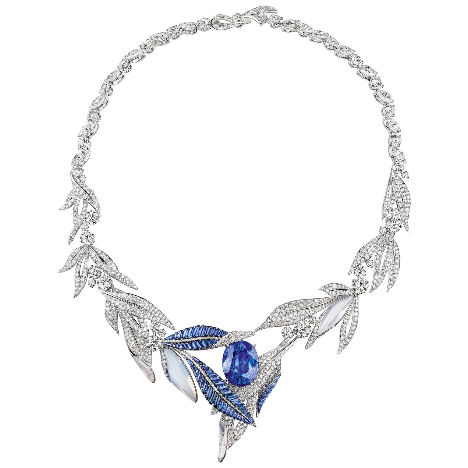 La Nature de Chaumet Firmament Apollinien necklace in white gold and sapphire laurel necklace