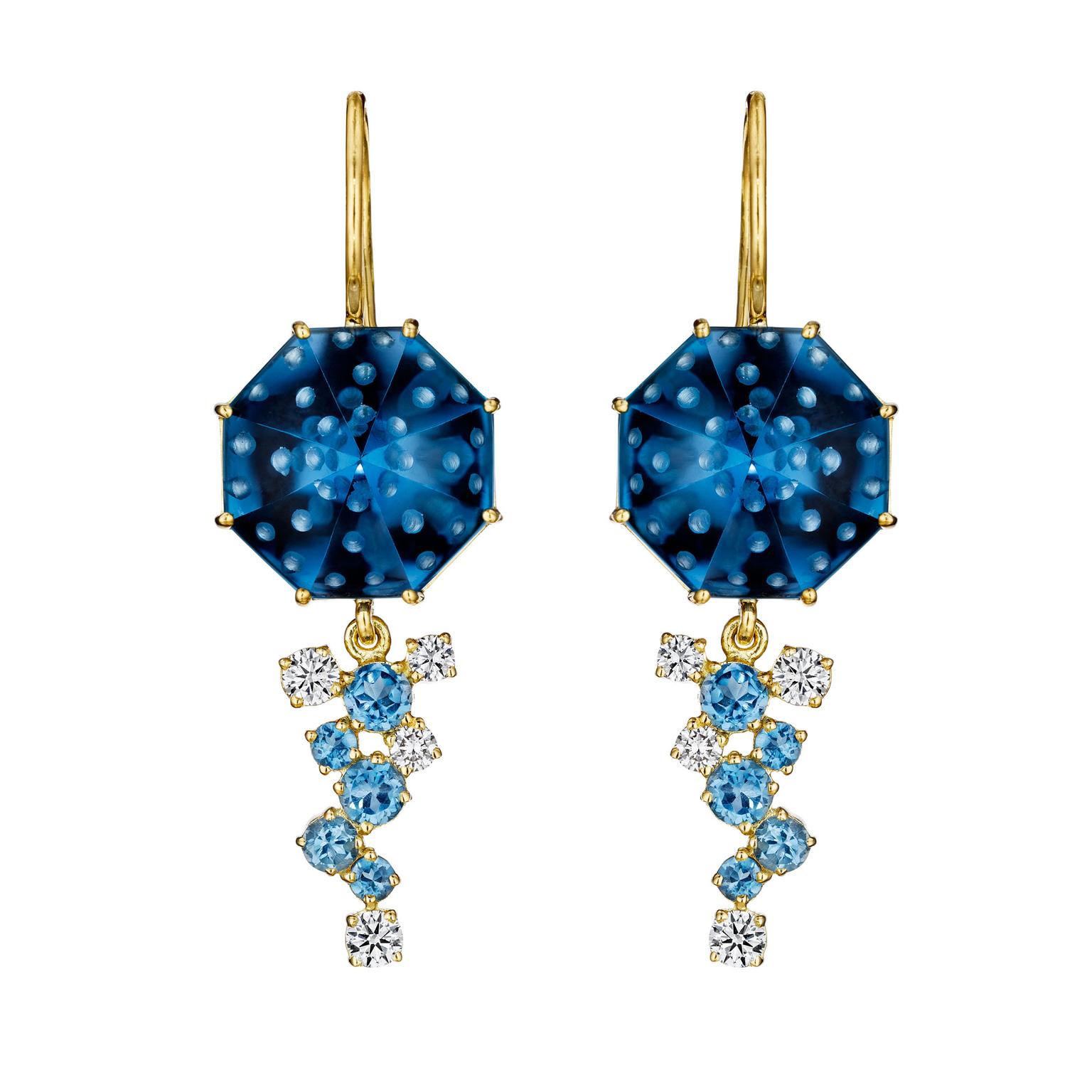 Madstone Design Bubble Ice blue topaz earrings