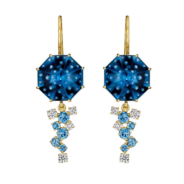 Madstone Design Bubble Ice blue topaz earrings