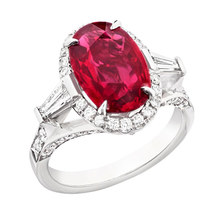 Oval ruby engagement ring