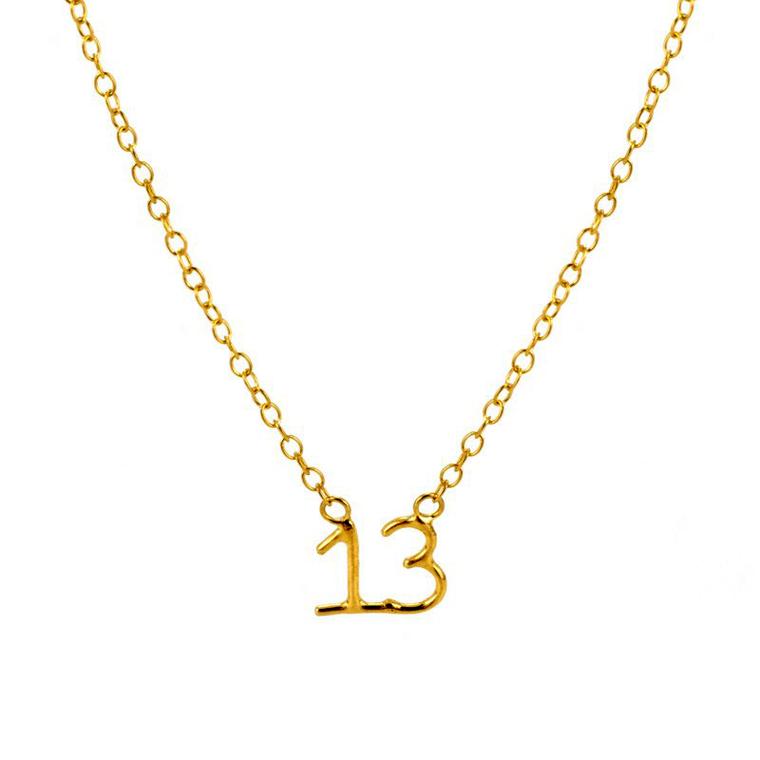 Laura Gravestock yellow gold Lucky Number 13 necklace