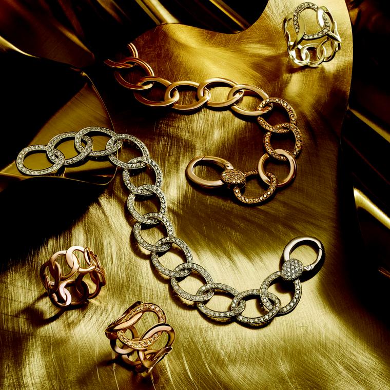 Pomellato Brera rose and white gold rings and bracelets