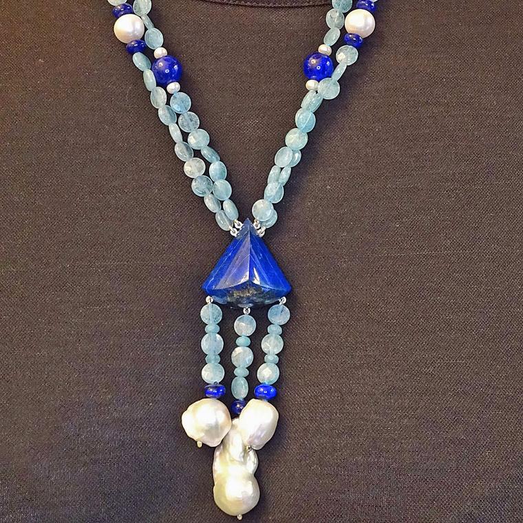 Fariña y Almuzara lapis lazuli and baroque pearl necklace