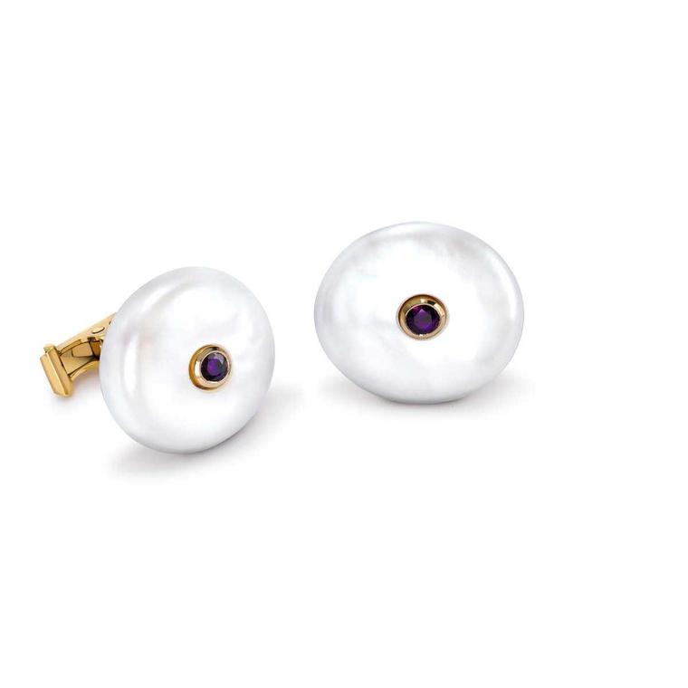 Theo Fennell pearl and ruby cufflinks
