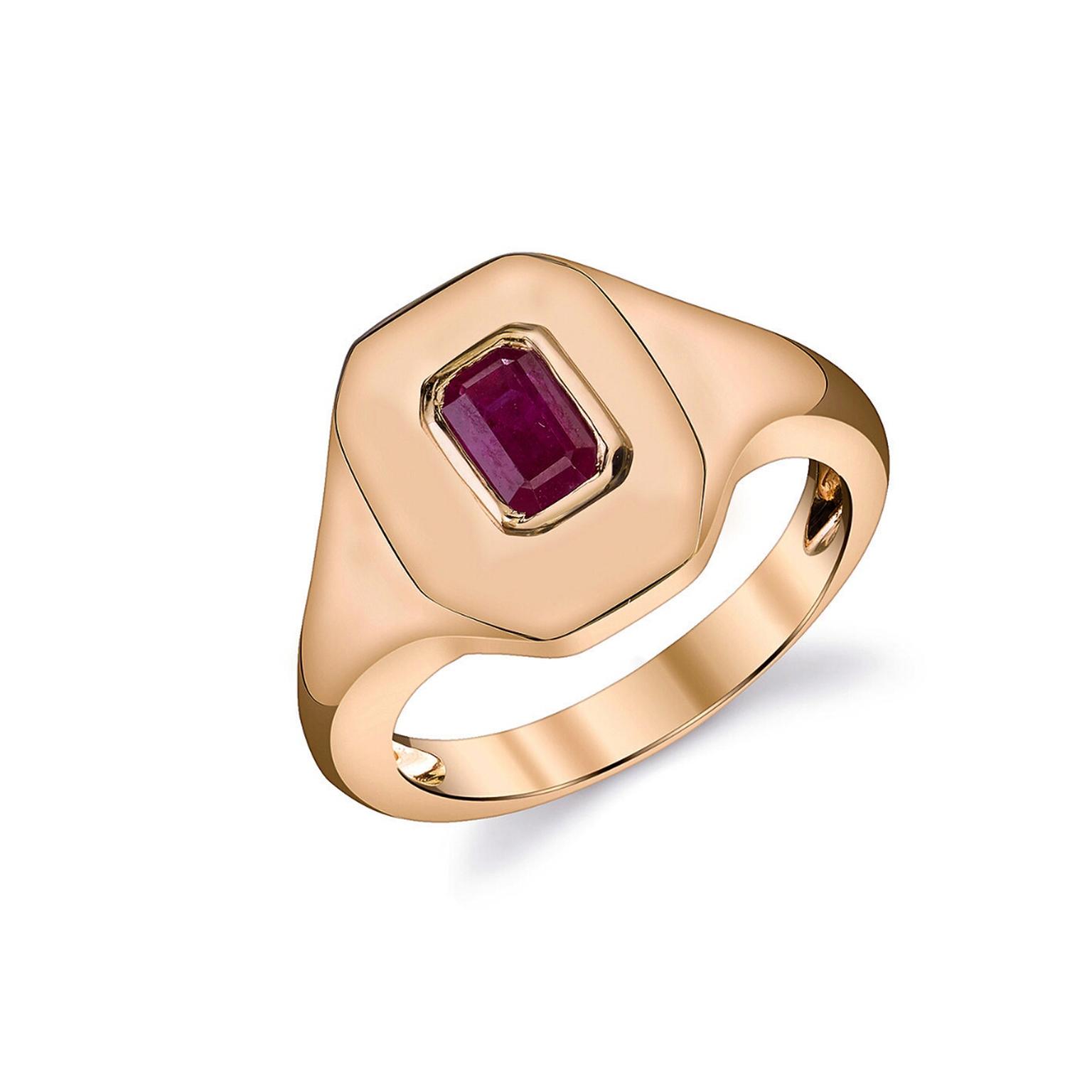 Shay ruby and rose gold signet ring