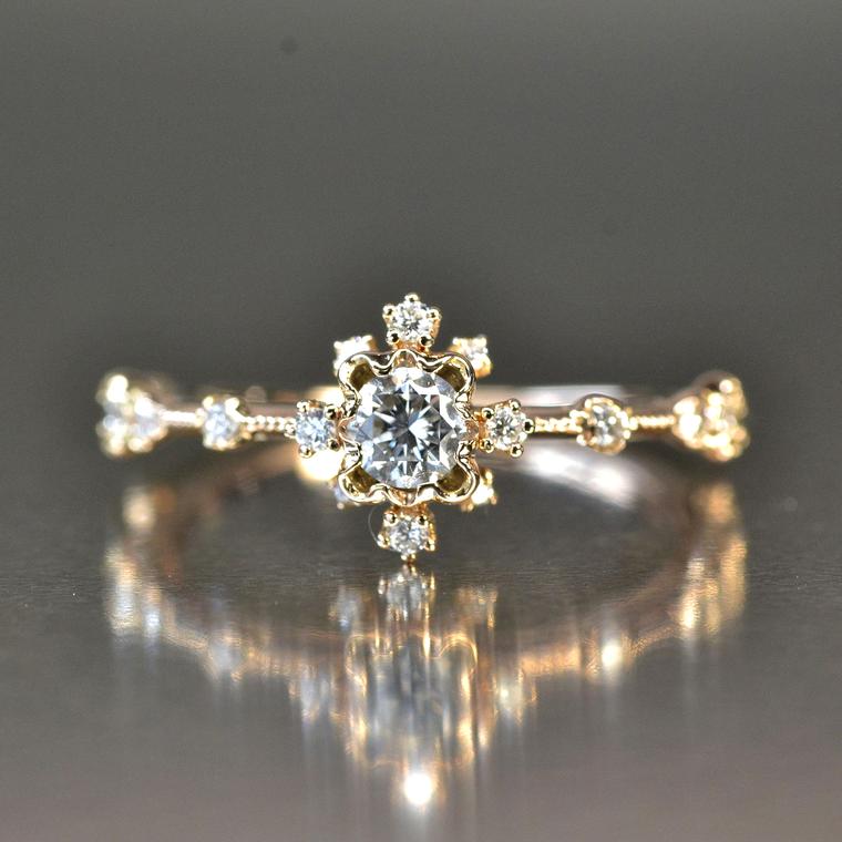 Snowflake Cluster diamond engagement ring 