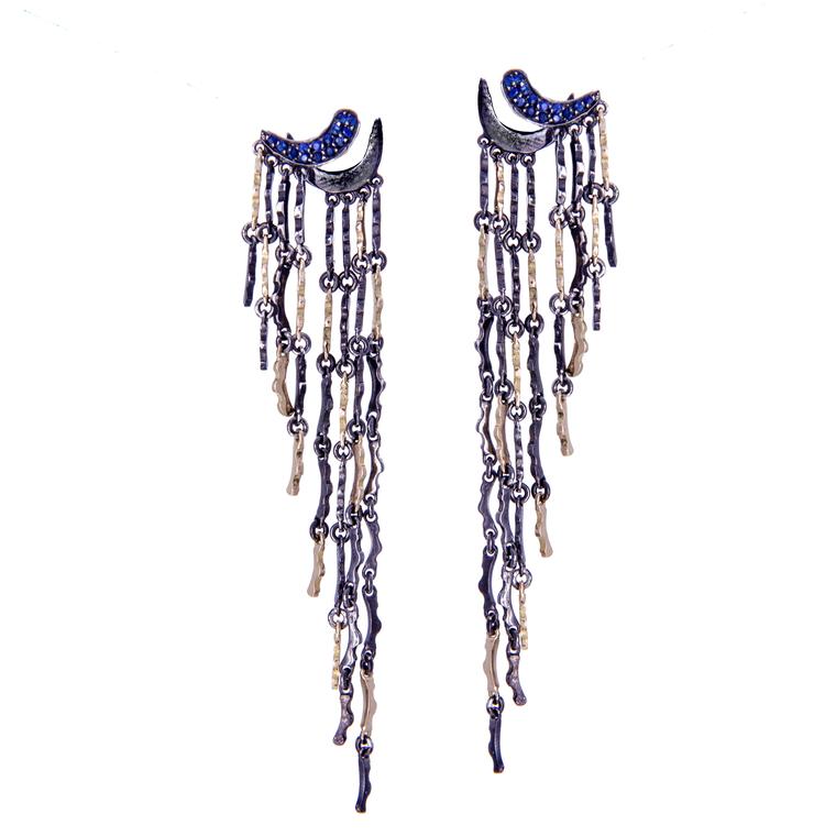 Thoughtfalls silver, gold and sapphire earrings