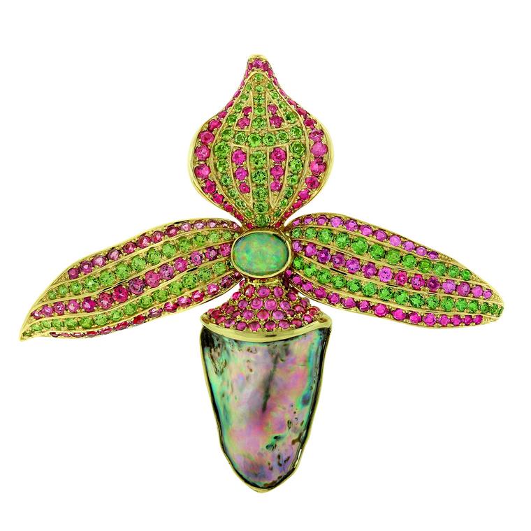 Paula Crevoshay Orchid brooch