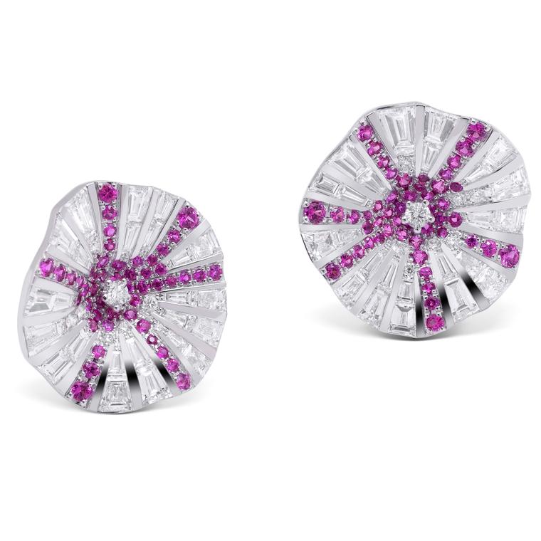 Stenzhorn Belle pink sapphire and white diamond earrings