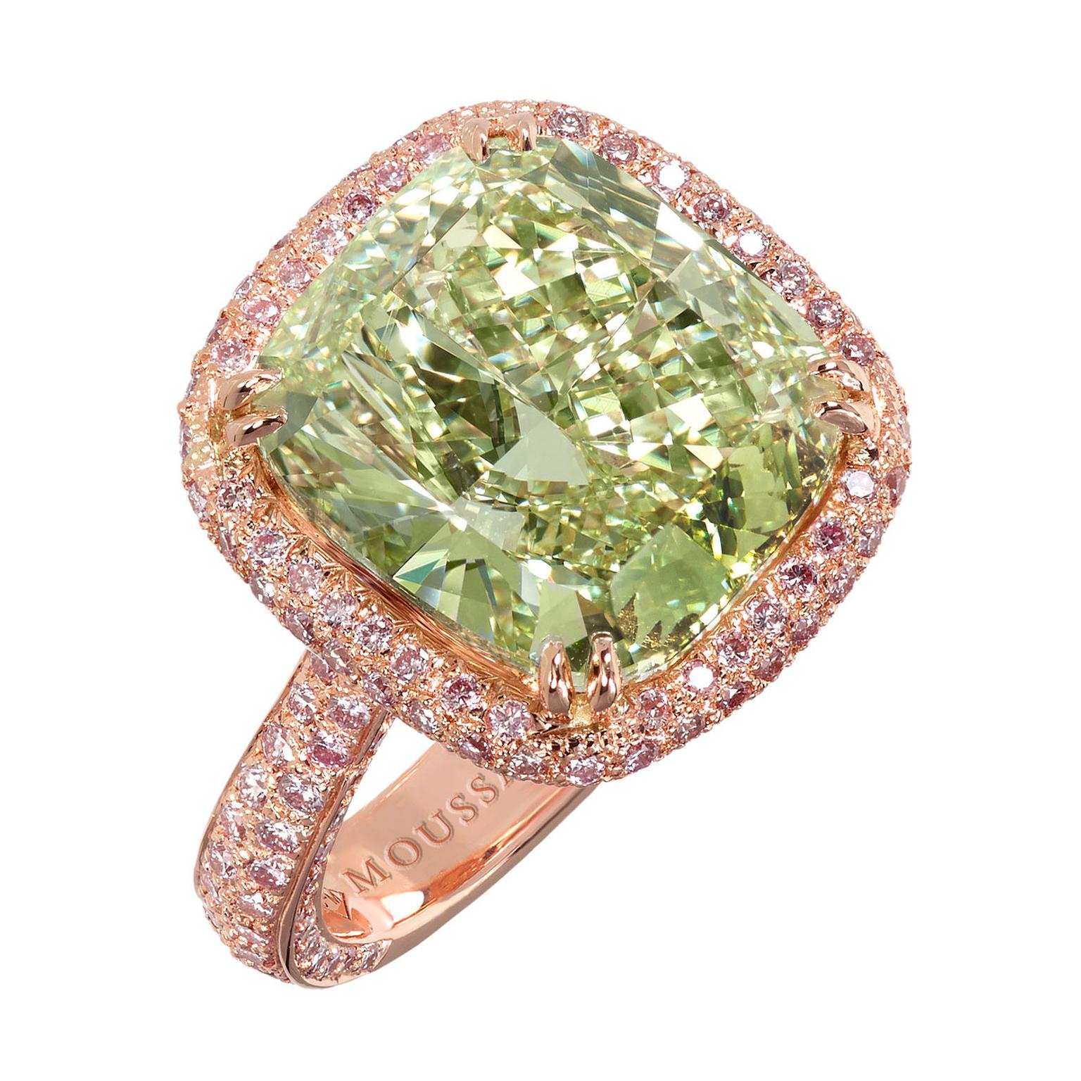Moussaieff green diamond ring 6.51 carats
