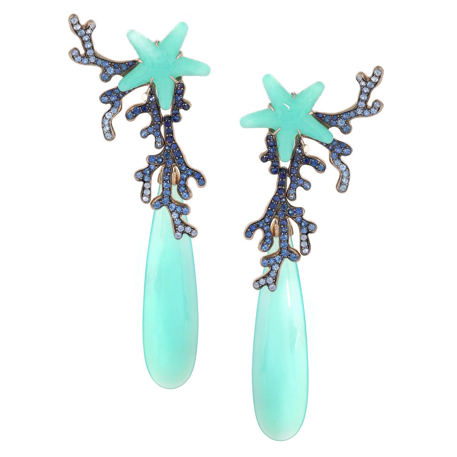 Lydia Courteille starfish blue agate earrings
