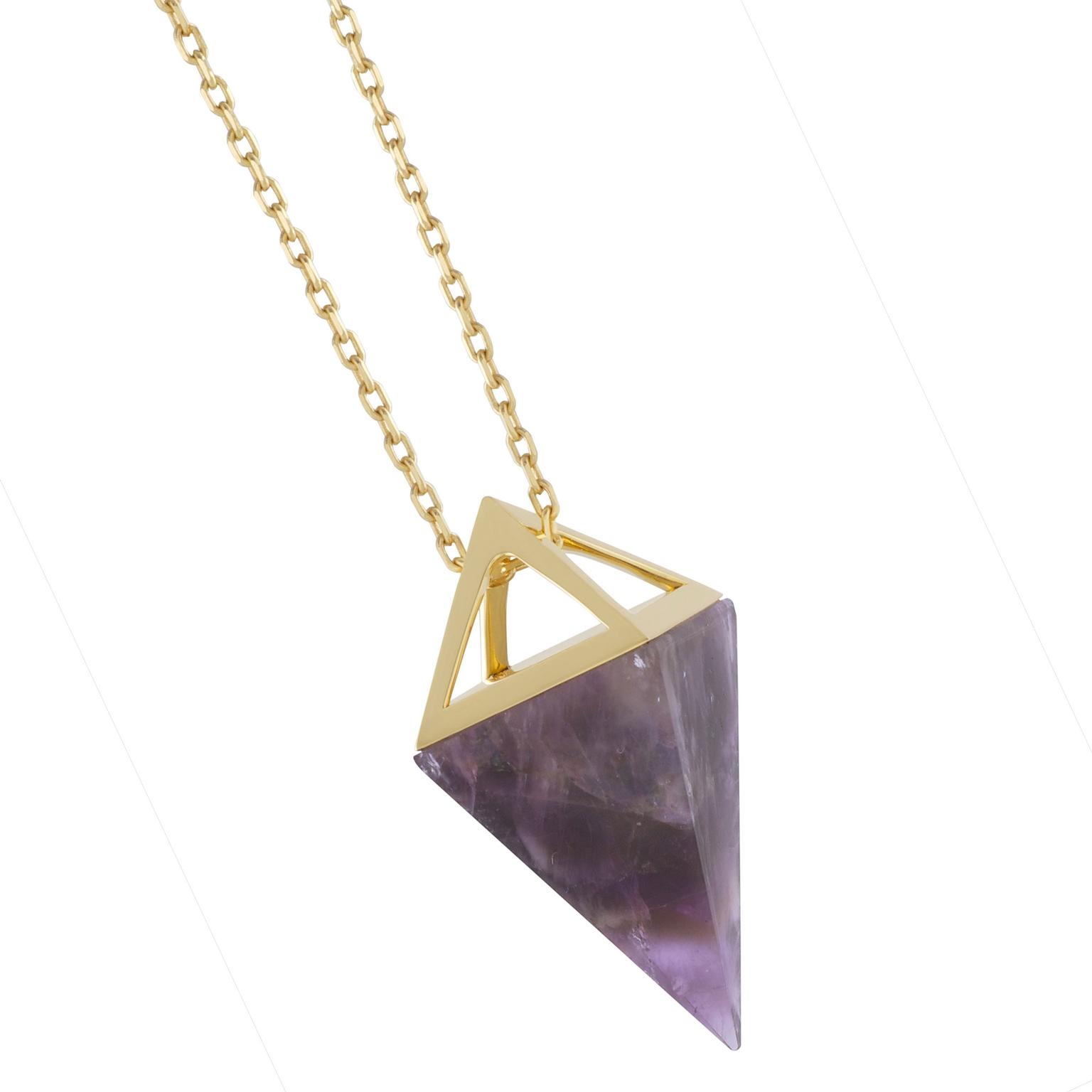 Noor Fares geometric amethyst pendant necklace