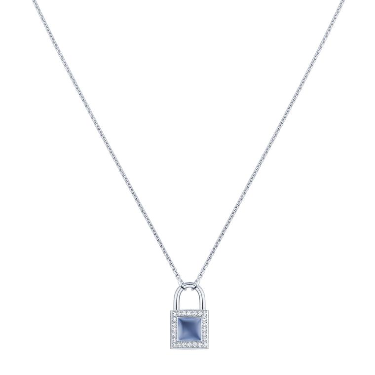 Lockit blue chalcedony pendant with diamonds