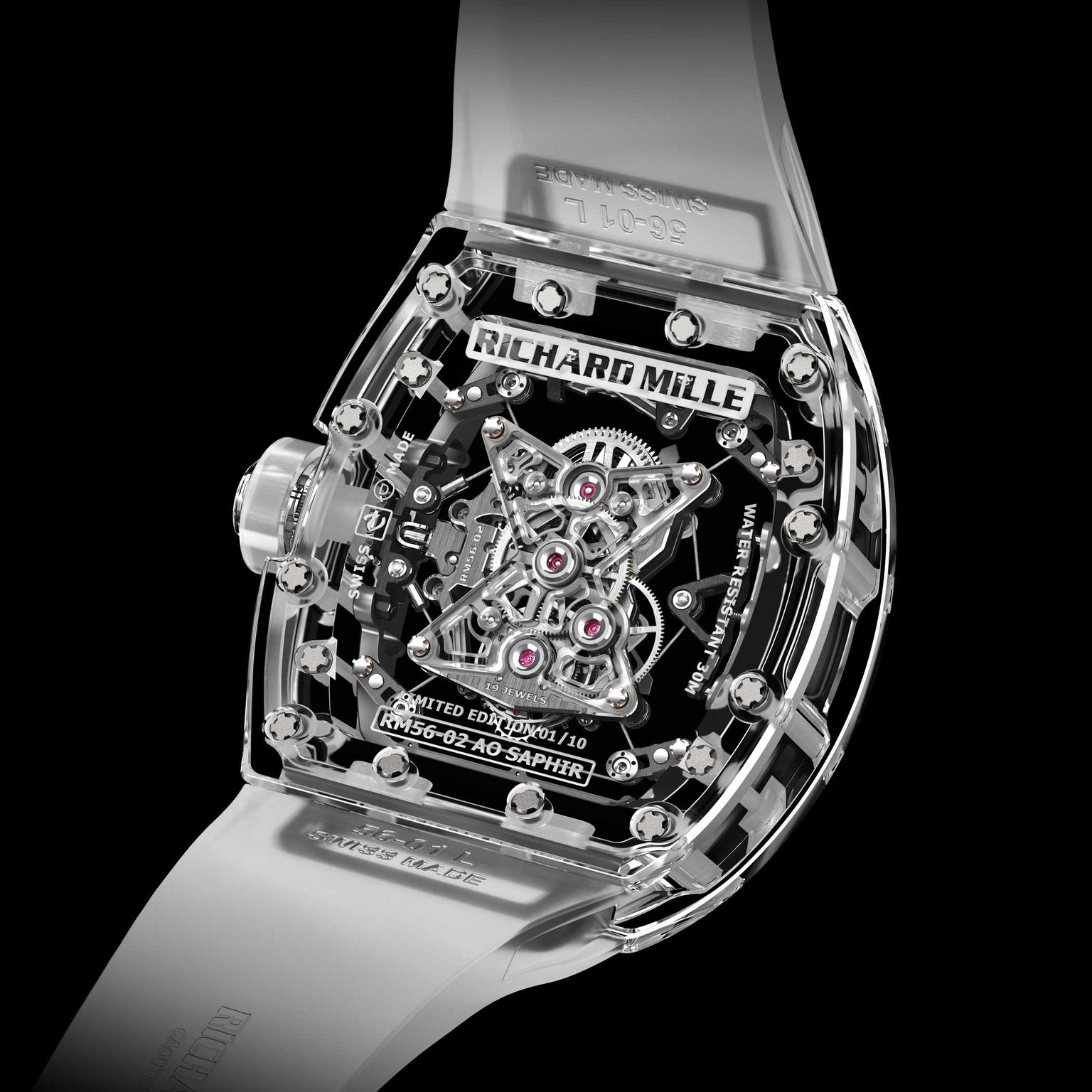 Richard Mille RM 56 02 sapphire tourbillon back