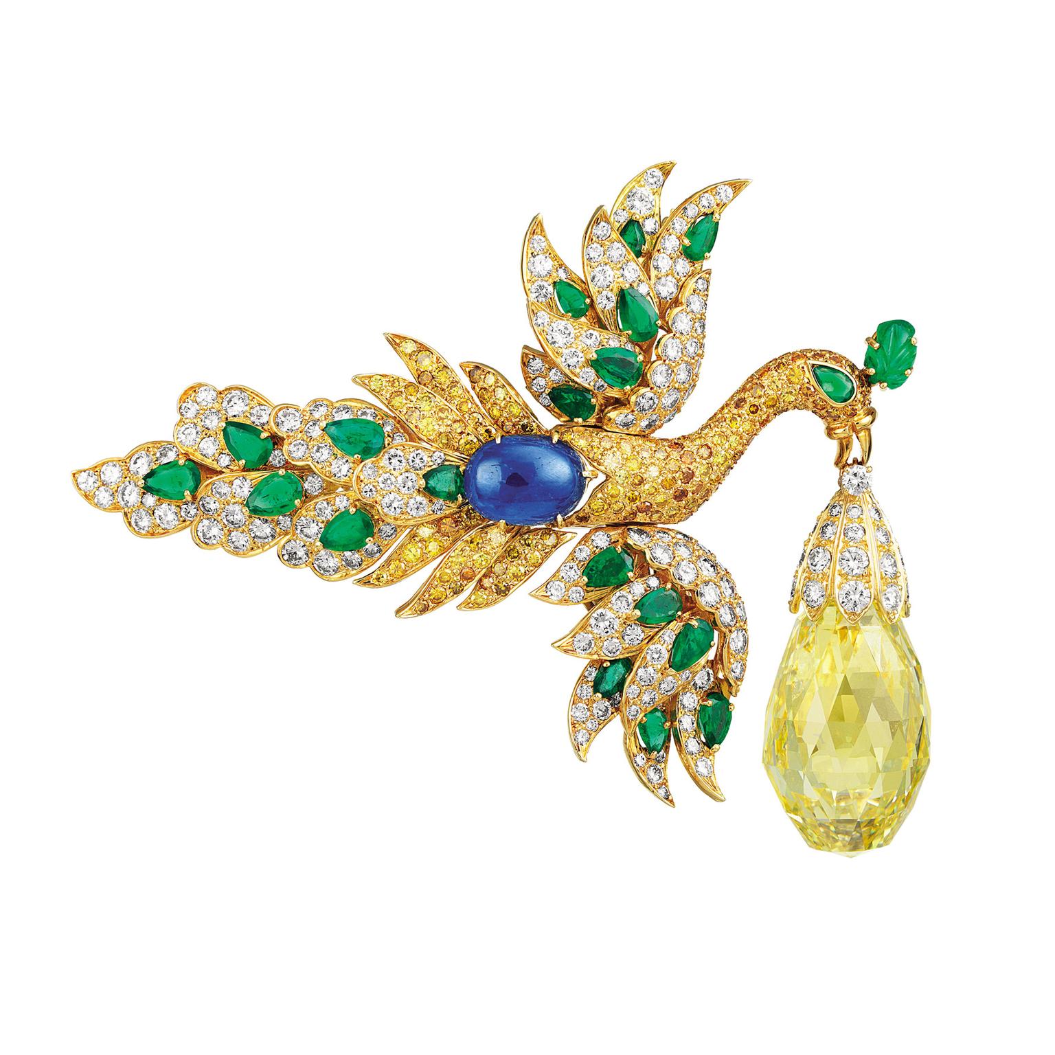 Van Cleef & Arpels yellow diamond bird clip and pendant
