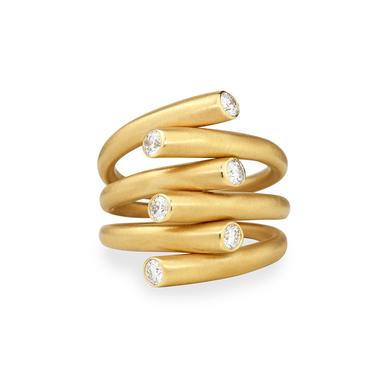 Multi-row gold ring with diamonds | Carelle | The Jewellery Editor