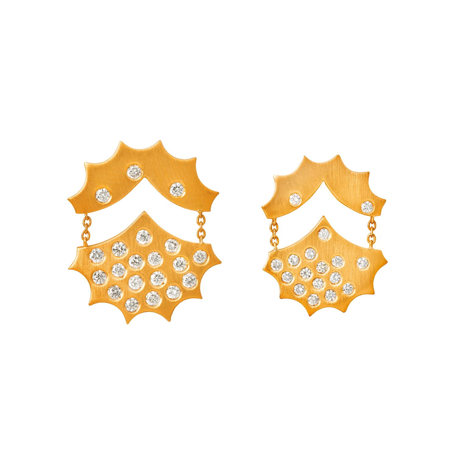 Mimata yellow gold and diamond earrings