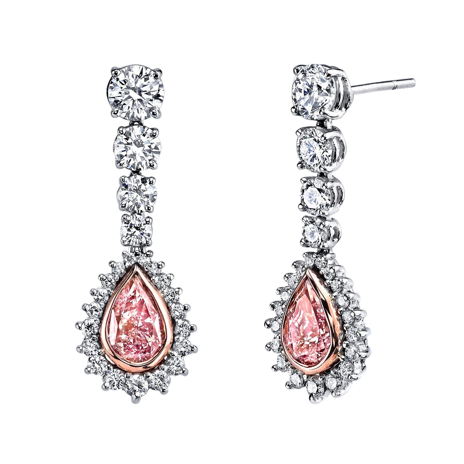 Pear-shaped drop pink diamond earrings | Harry Kotlar | The Jewellery ...