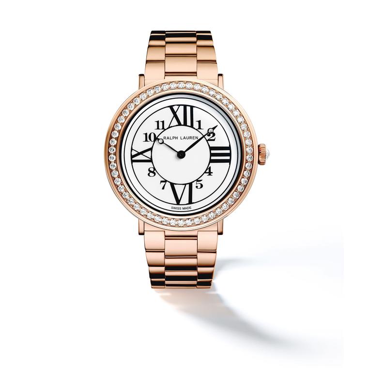 Ralph Lauren RL888 32mm in rose gold with diamonds and rose gold bracelet