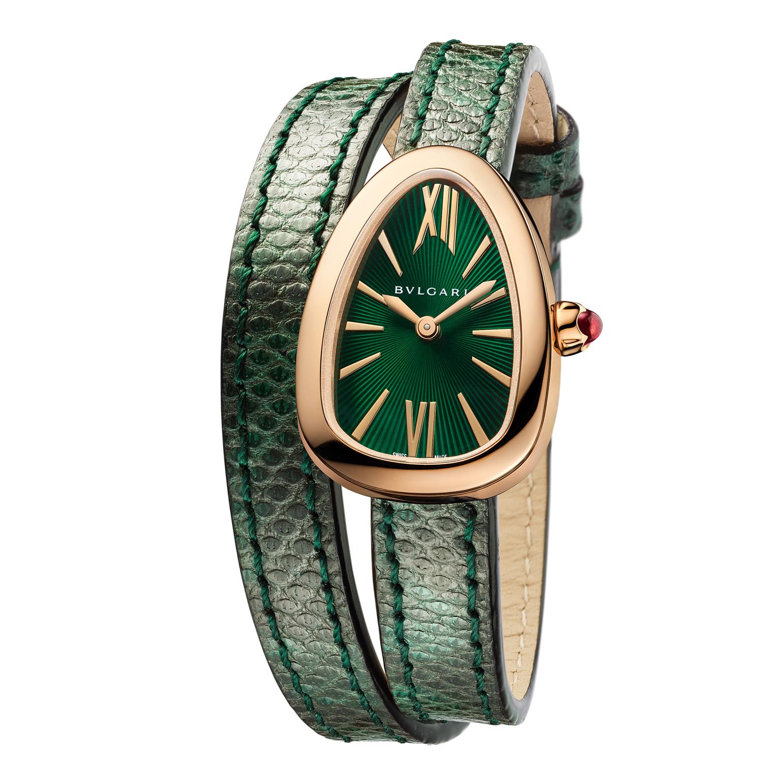 Bulgari Serpenti watch in yellow gold with green dial