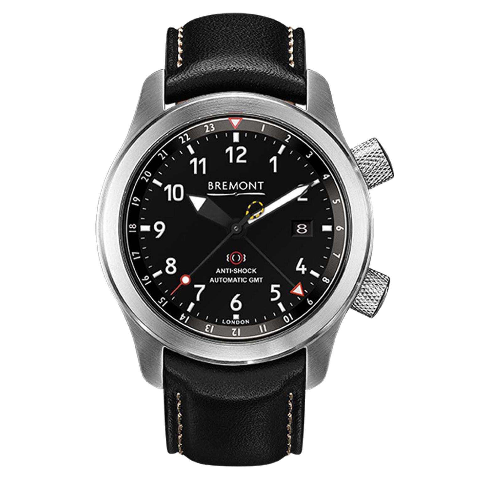 The Bremont MBIII aviation watch is an ultra-rugged pilot’s watch and a COSC-certified chronometer. It has a convenient 24-hour GMT hand and protects its Swiss movement in an anti-magnetic Faraday case (£3,945).