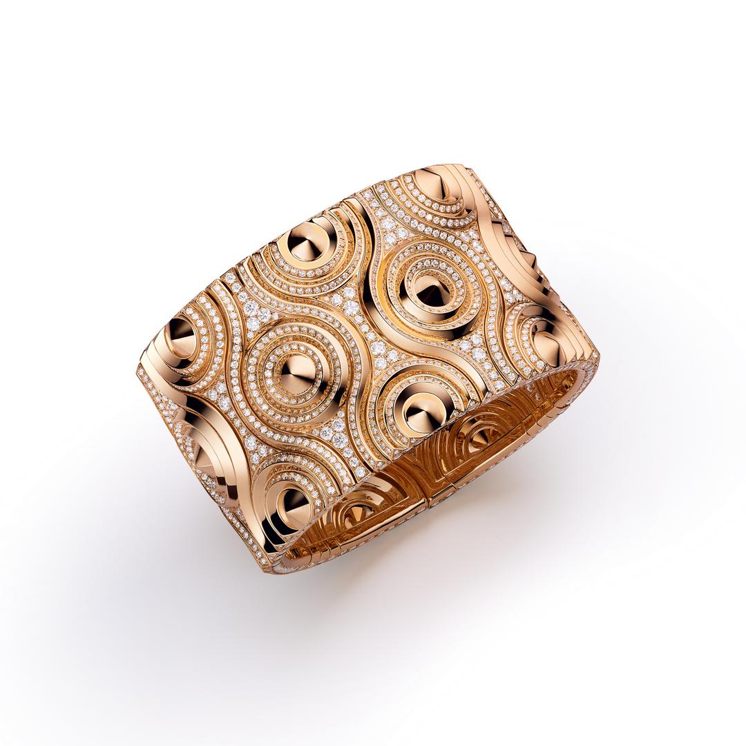 Mosaico pink gold bracelet with diamonds Giampiero Bodino The