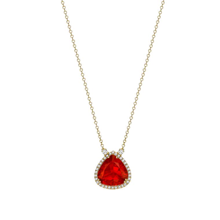 Kiki McDonough Fire opal and diamond necklace