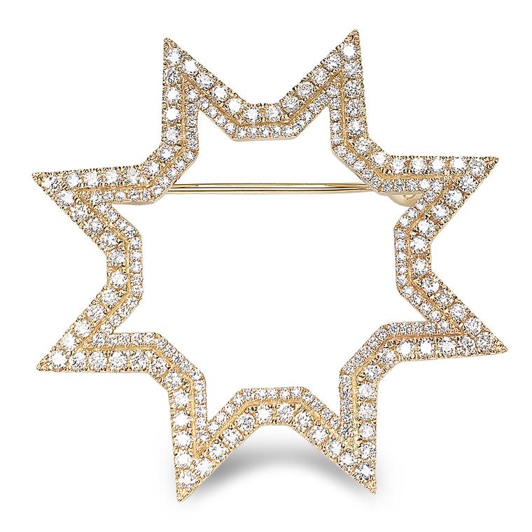 Octium Sun collection yellow gold brooch with diamonds