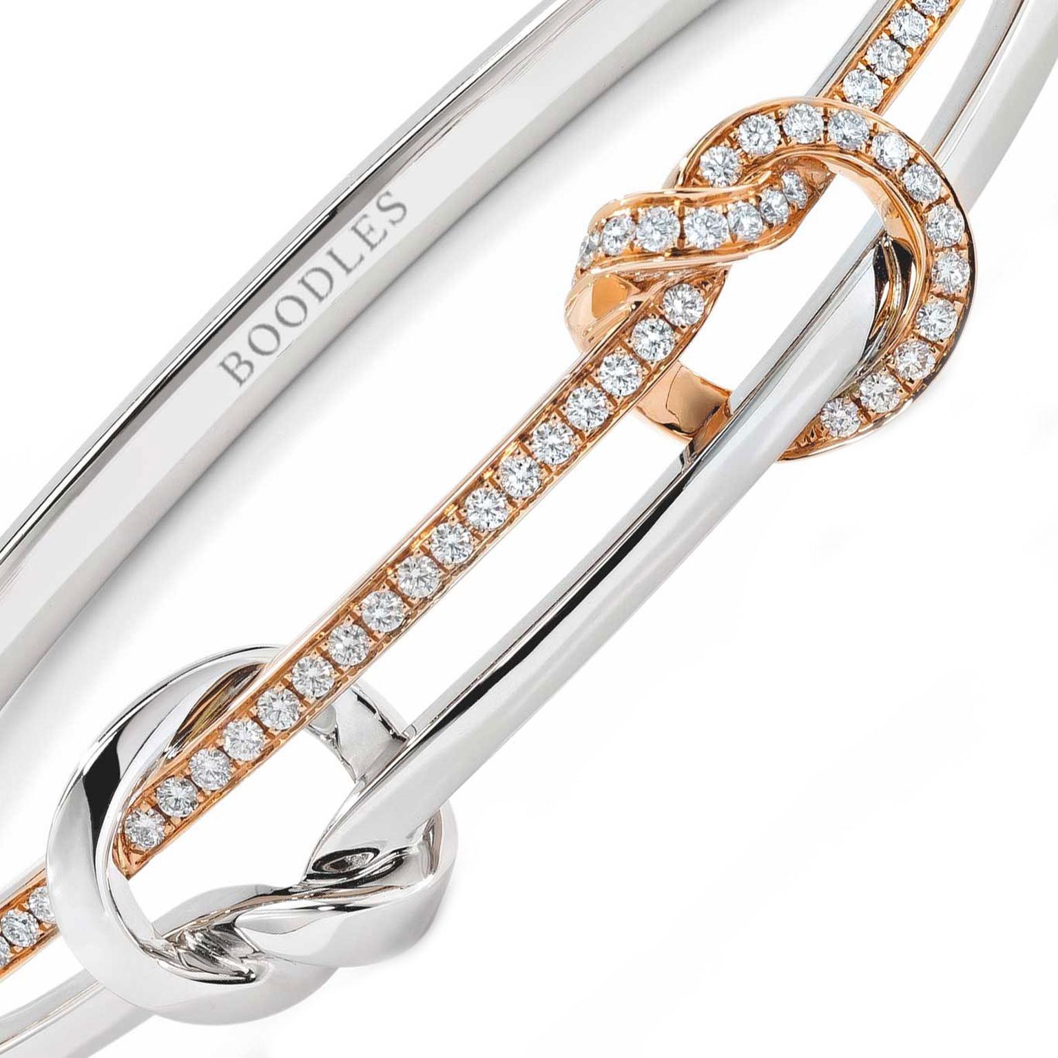 Boodles Knot bracelet in white and rose gold with diamonds