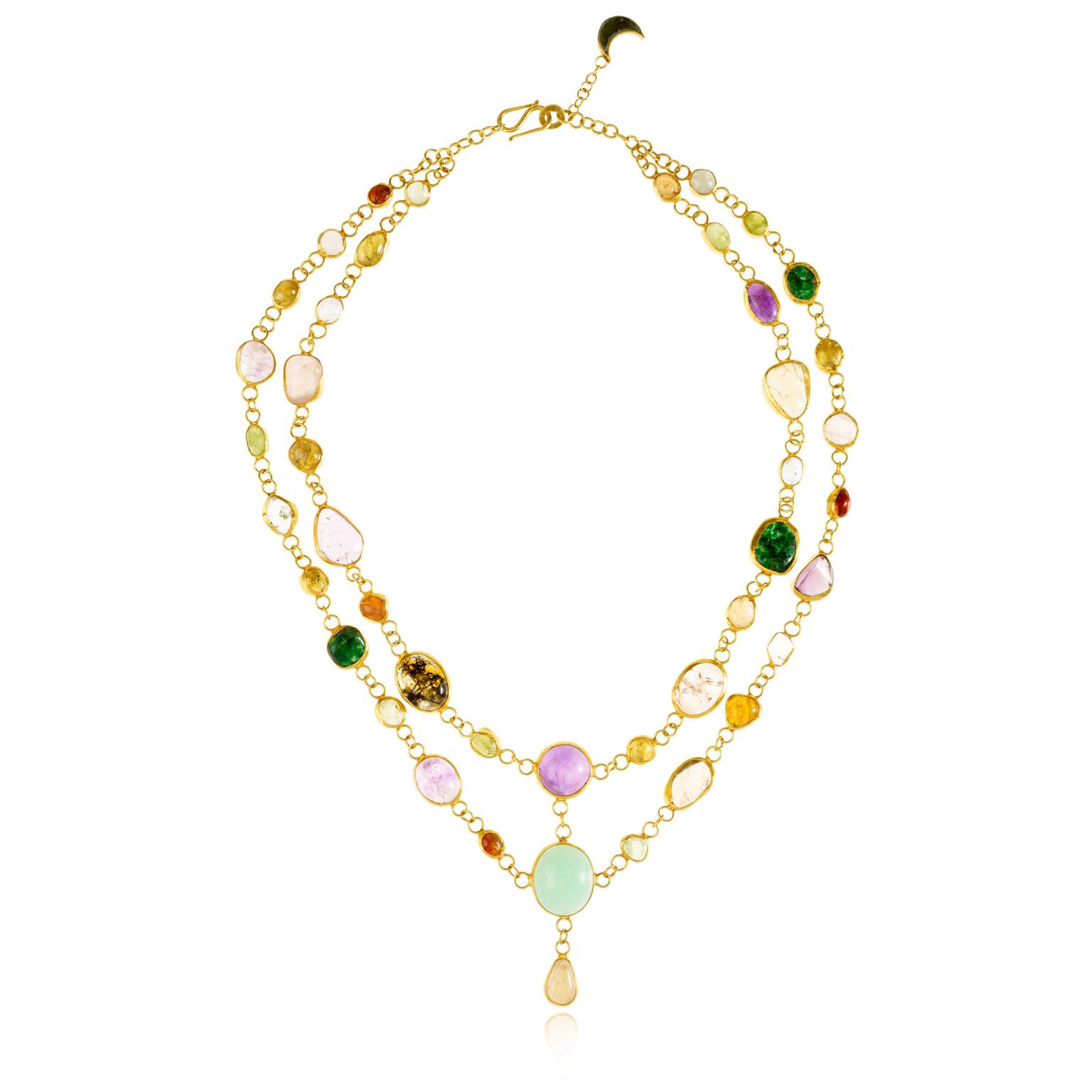 Pippa Small gold-plated silver and coloured gemstone necklace