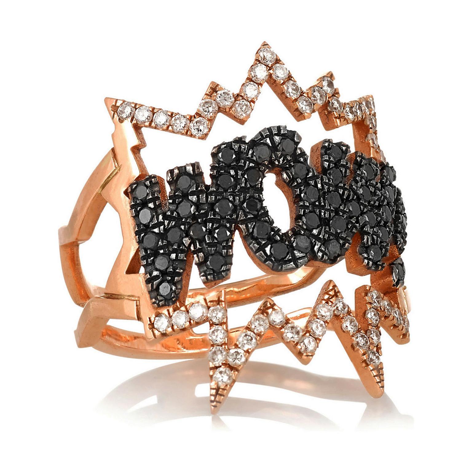 Diane Kordas diamond and gold WOW ring