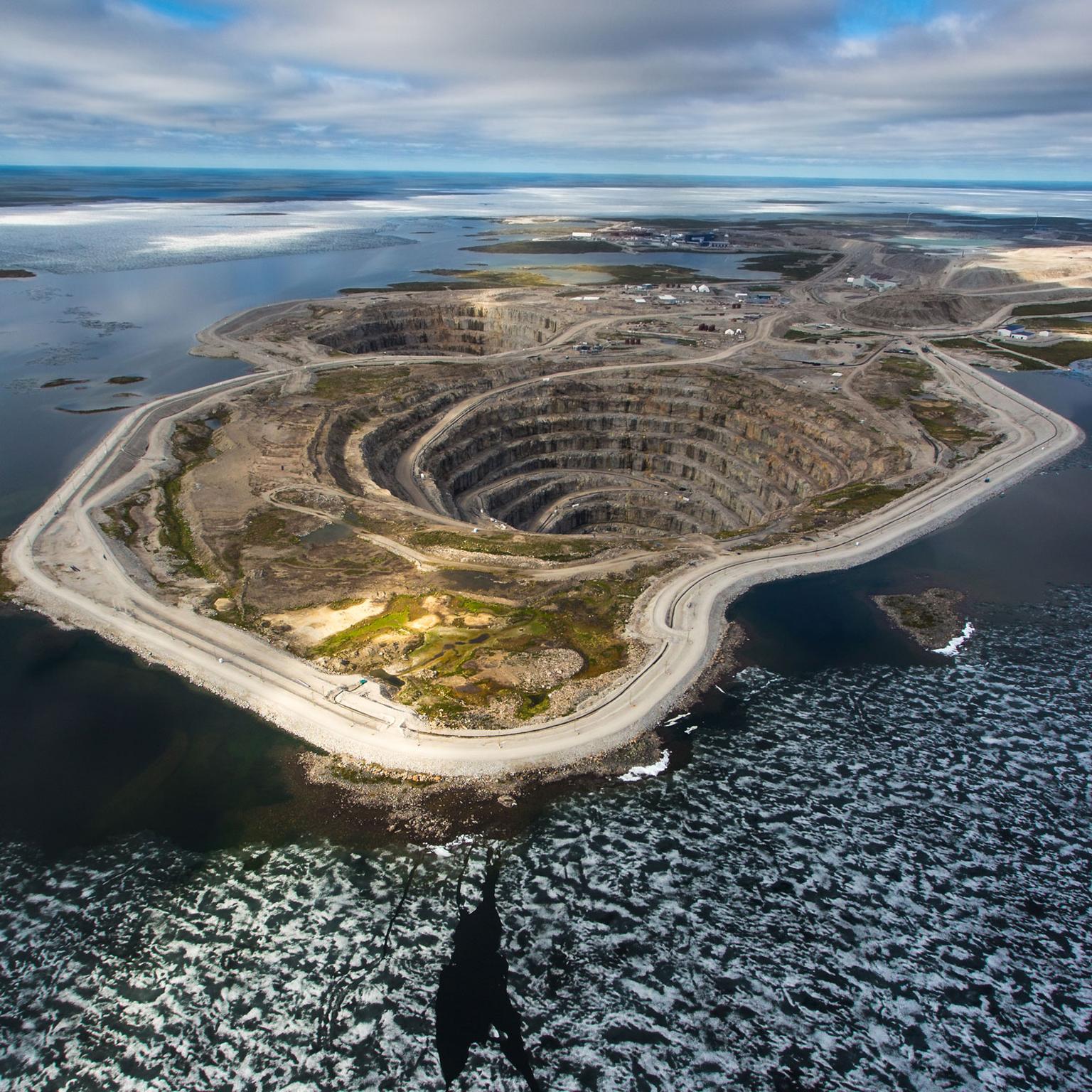 Aerial view of Diavik diamond mine in Canada