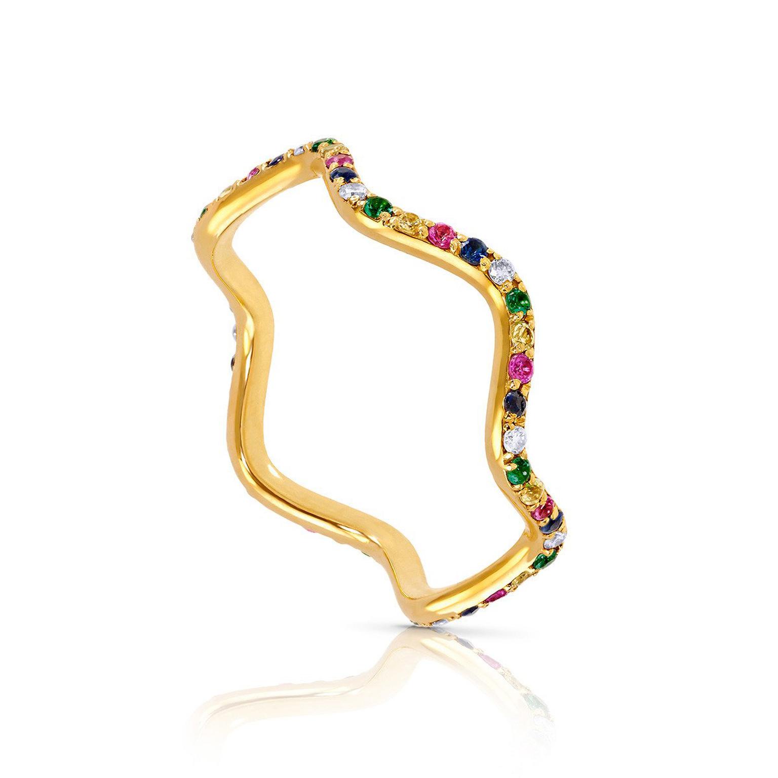 Sabine Getty Baby Memphis Wave band with multi-coloured gemstones